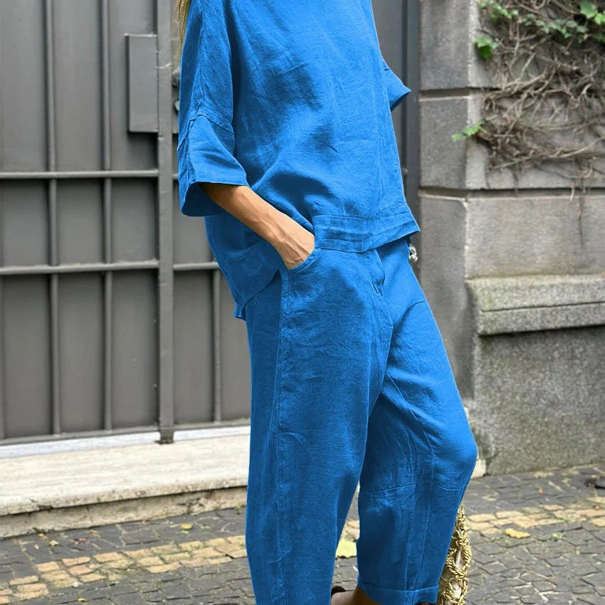 Ivory | Ensemble en lin décontracté avec coupe ample pour femmes