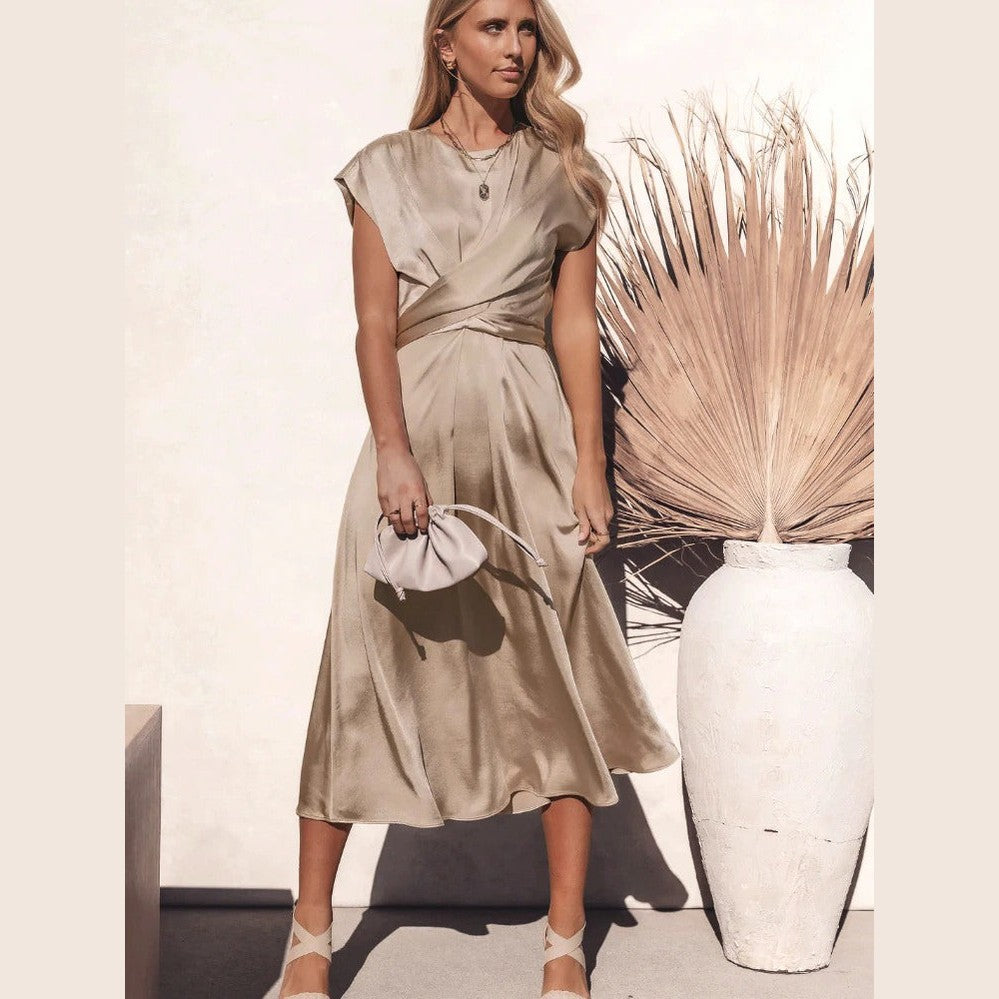 Claire | Robe midi élégante en soie pour femme