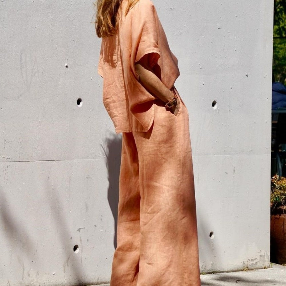 Kynlee | Ensemble Chemise Oversize et Pantalon en Lin pour Femmes