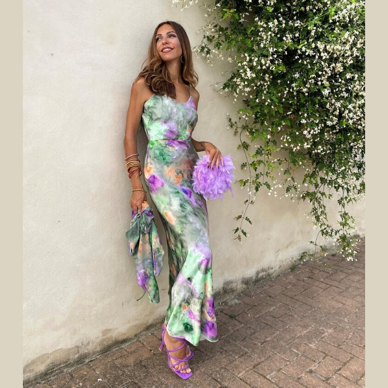 Jenna | Maxi robe halo-dyed stylée avec dos ouvert pour femmes