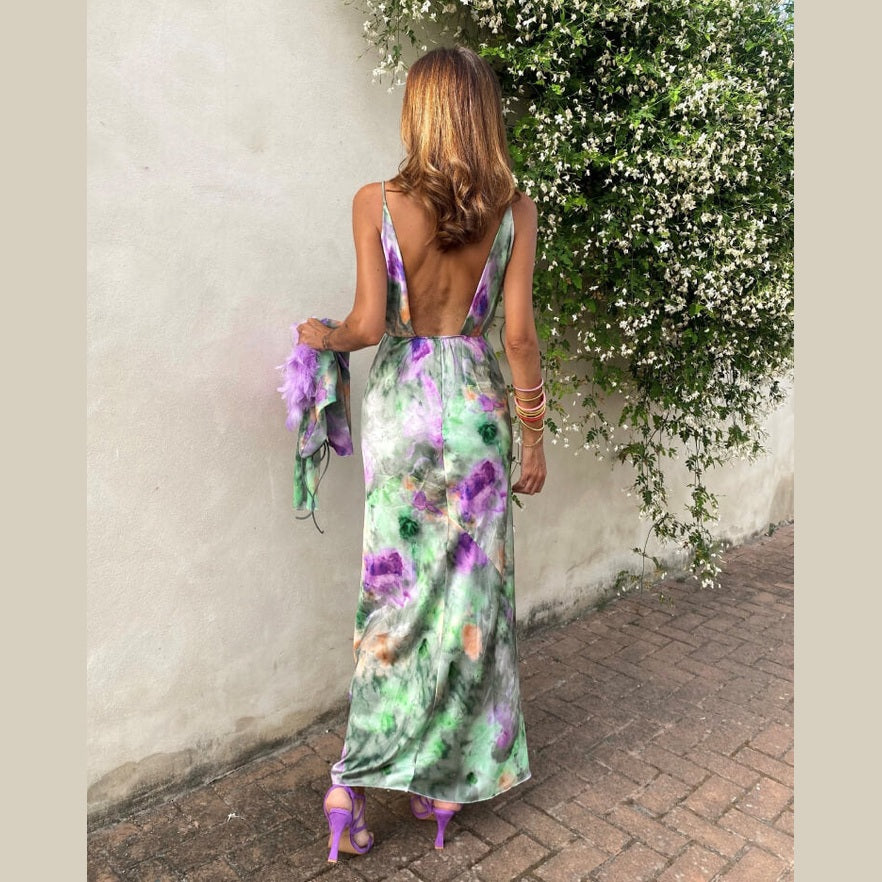 Jenna | Maxi robe halo-dyed stylée avec dos ouvert pour femmes