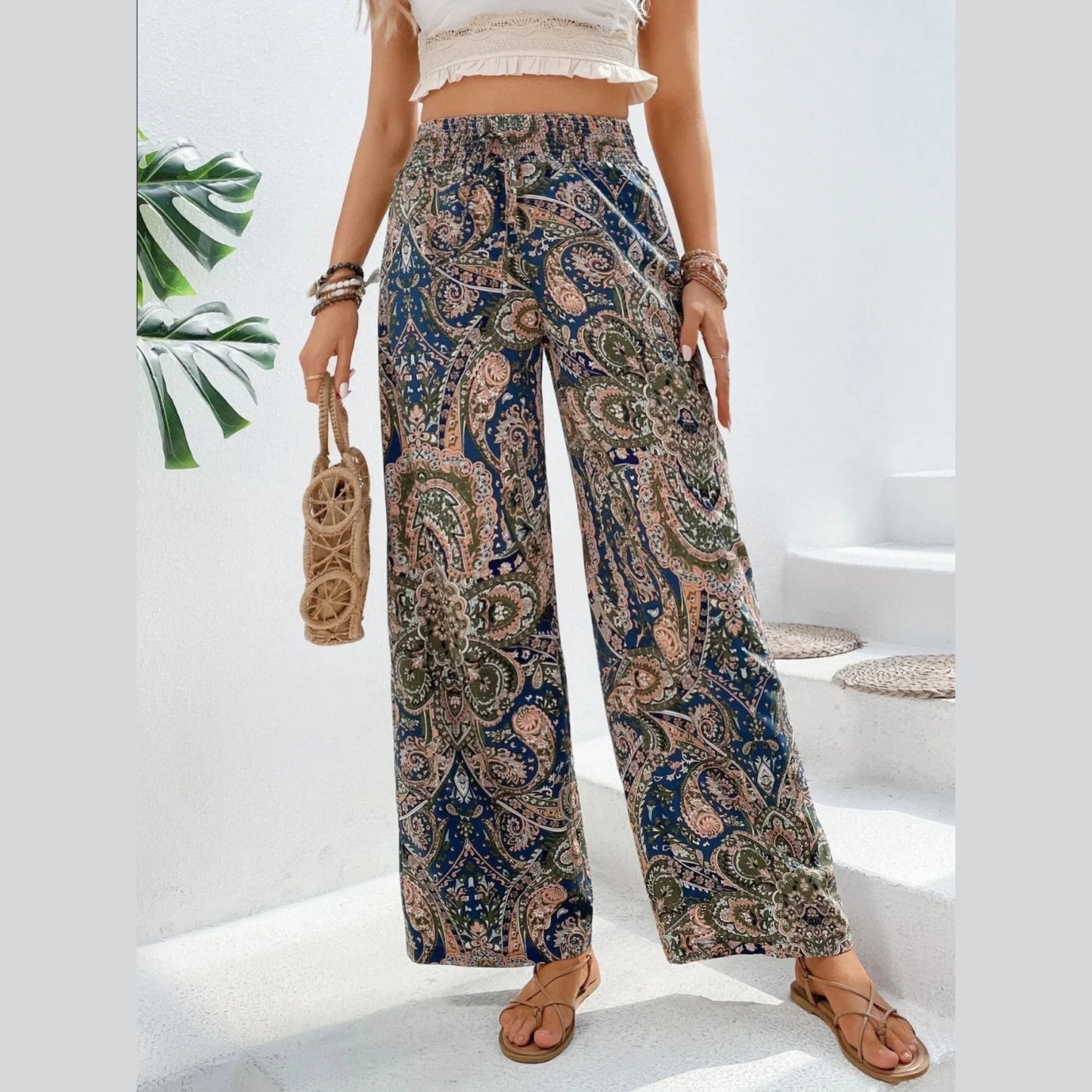 Layah | Pantalon taille haute à imprimé artistique pour femme