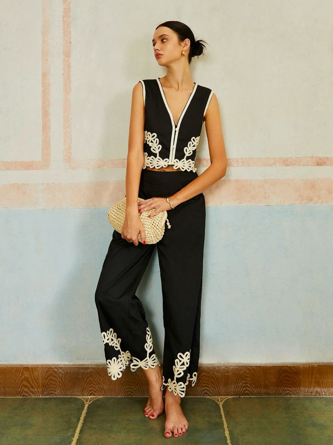 Davina | Ensemble Co-ord Élégant Brodé pour Femme