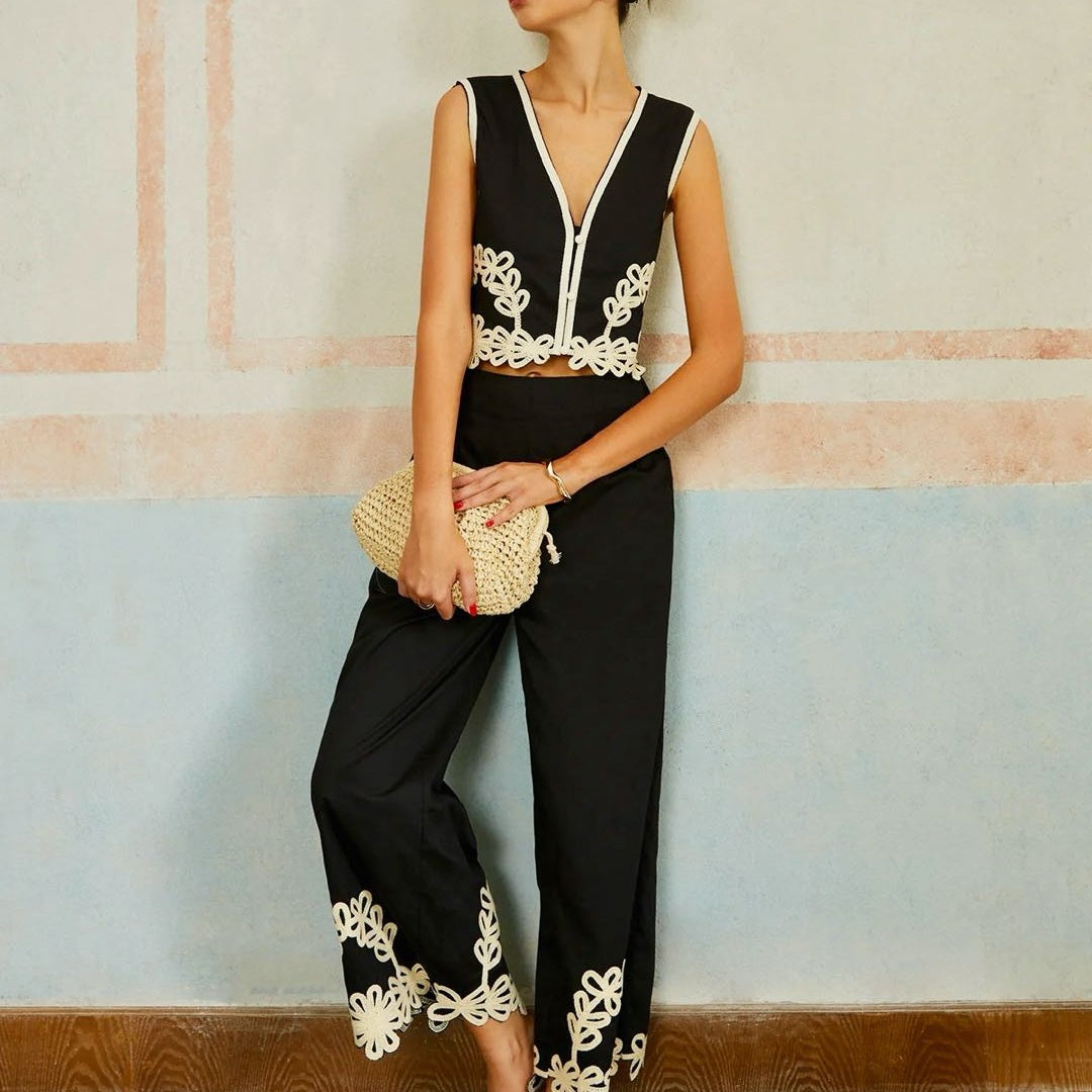 Davina | Ensemble Co-ord Élégant Brodé pour Femme