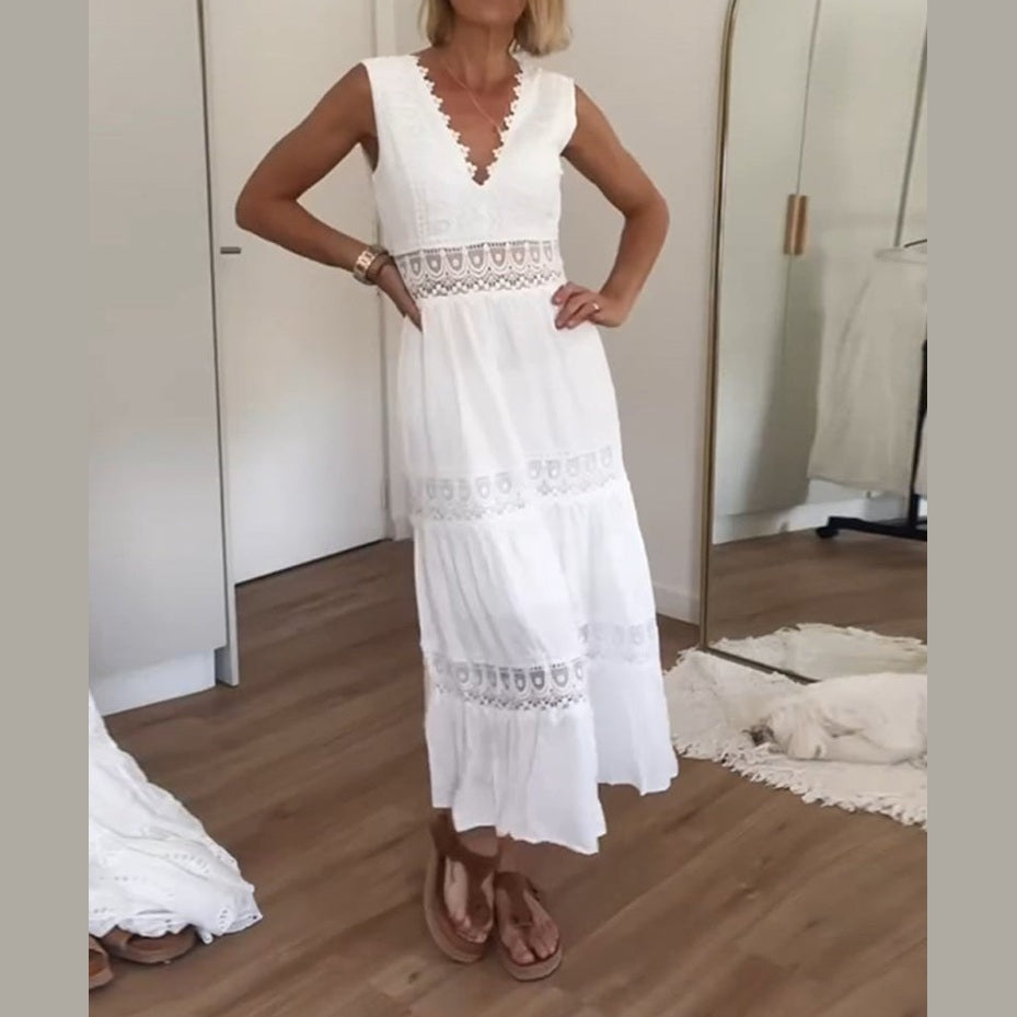 Joyce | Robe Midi Bohème Romantique en Dentelle pour Femmes