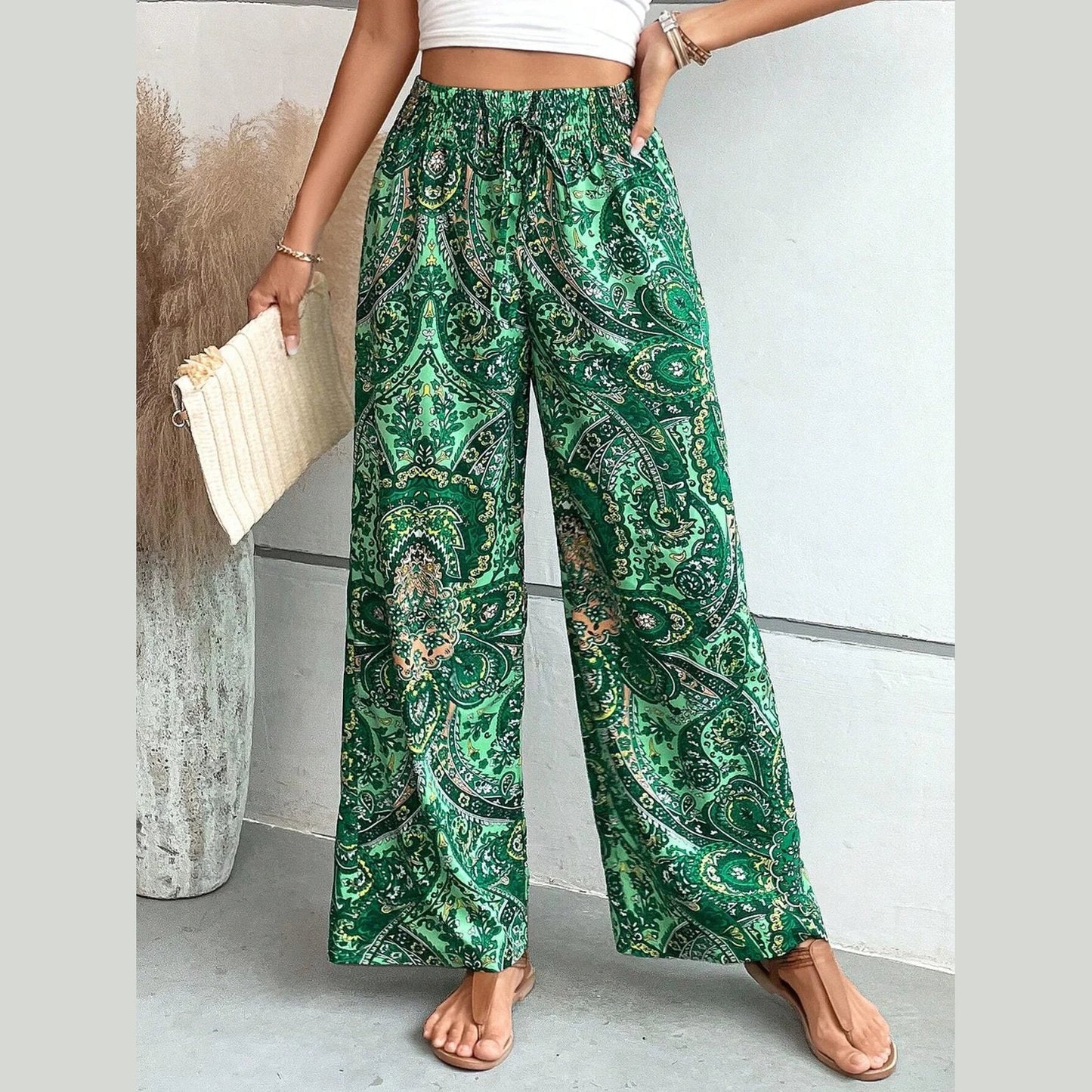 Layah | Pantalon taille haute à imprimé artistique pour femme