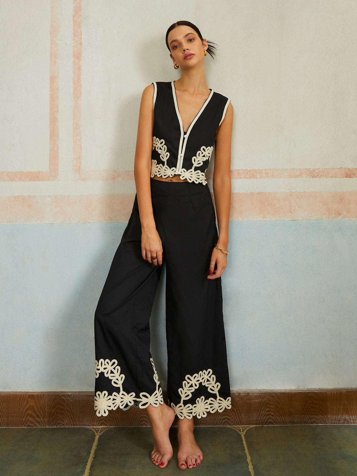 Davina | Ensemble Co-ord Élégant Brodé pour Femme