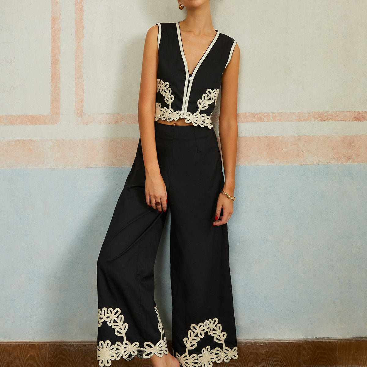 Davina | Ensemble Co-ord Élégant Brodé pour Femme