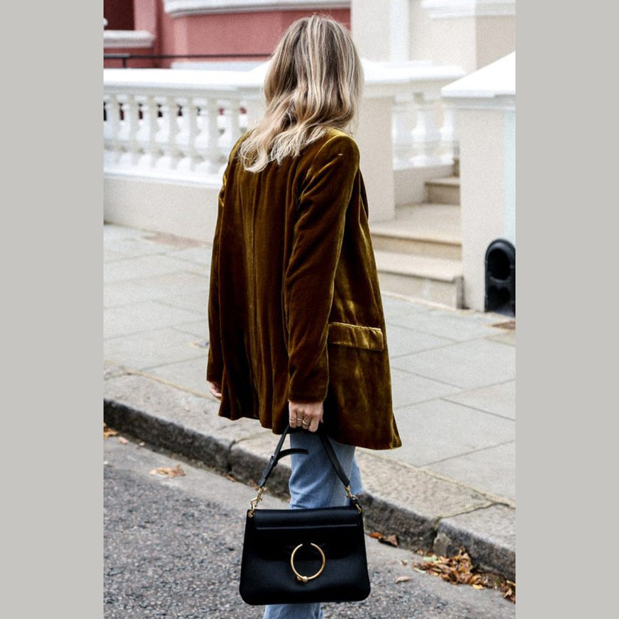 Burgundy | Blazer en velours style rue