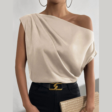 Aubrielle | Haut à Volants Épaules Dénudées et Coupe Fluide pour Femme
