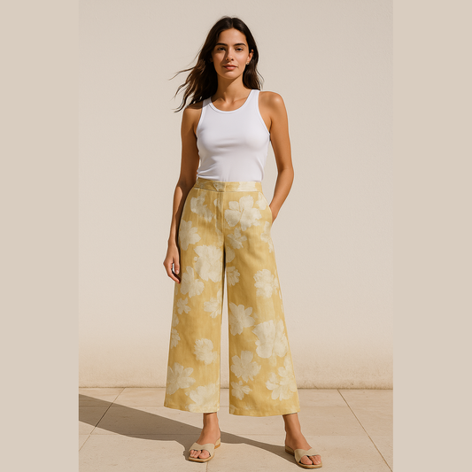 Lillianna | Pantalon Droit Femme Élégant à Taille Haute avec Imprimé Floral