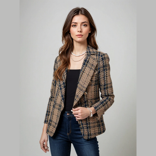 Wilhelmina | Blazer à carreaux vintage chic et structuré pour femmes