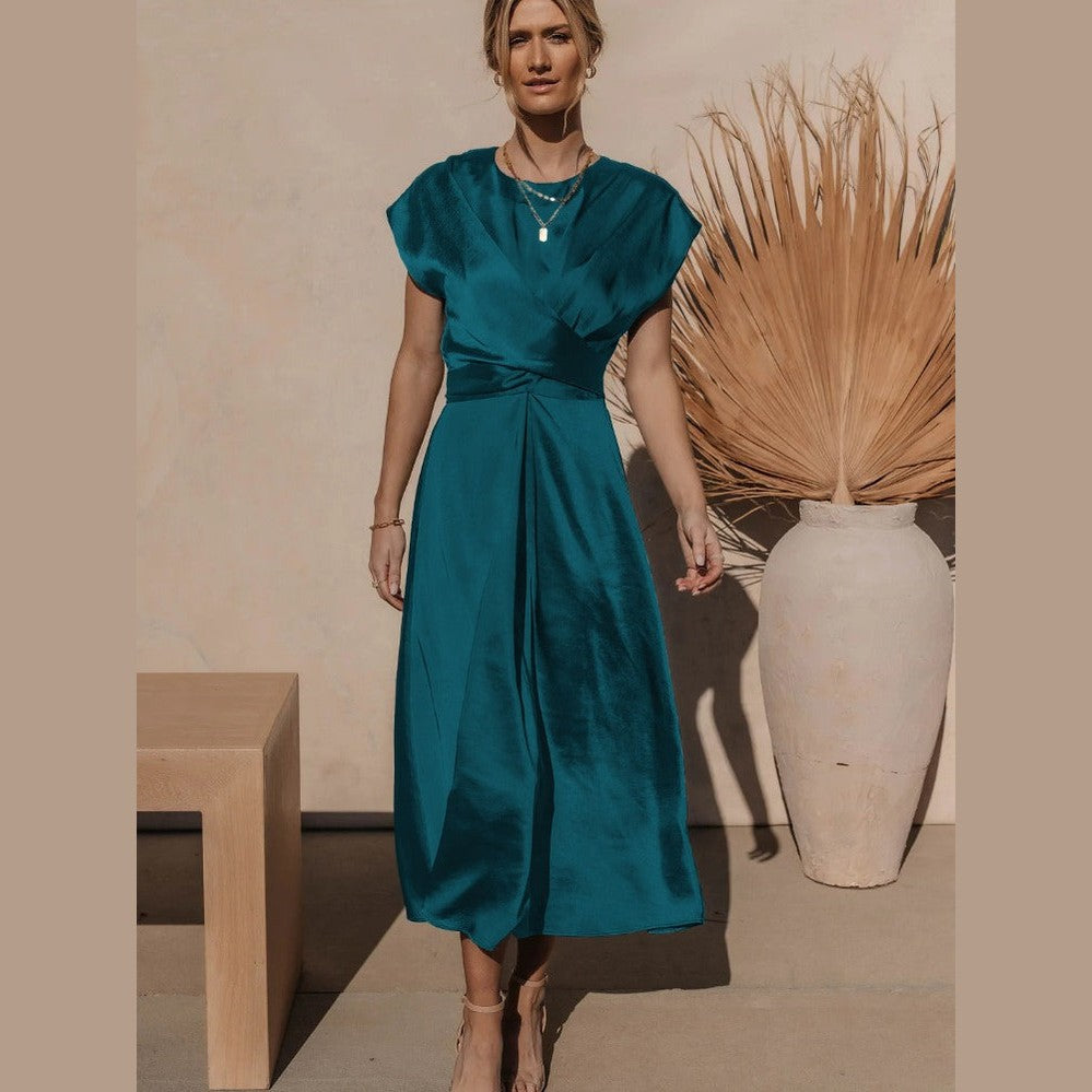 Claire | Robe midi élégante en soie pour femme