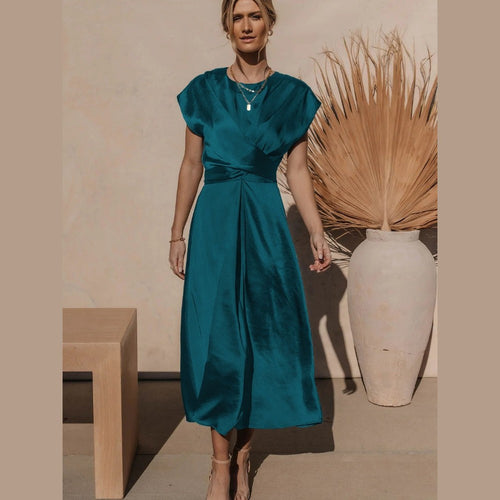 Claire | Robe midi élégante en soie pour femme