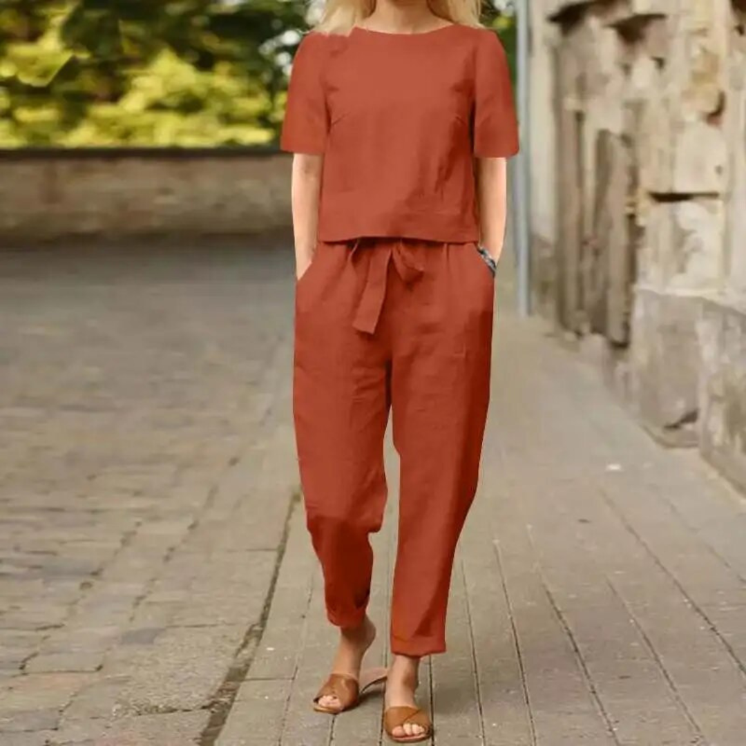 Faris | Ensemble deux pièces en lin élégant et confortable pour femme