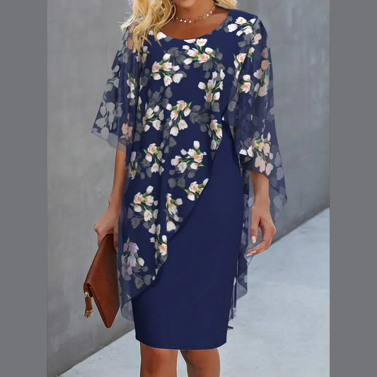 Lysiane | Robe en chiffon fleuri pour femme