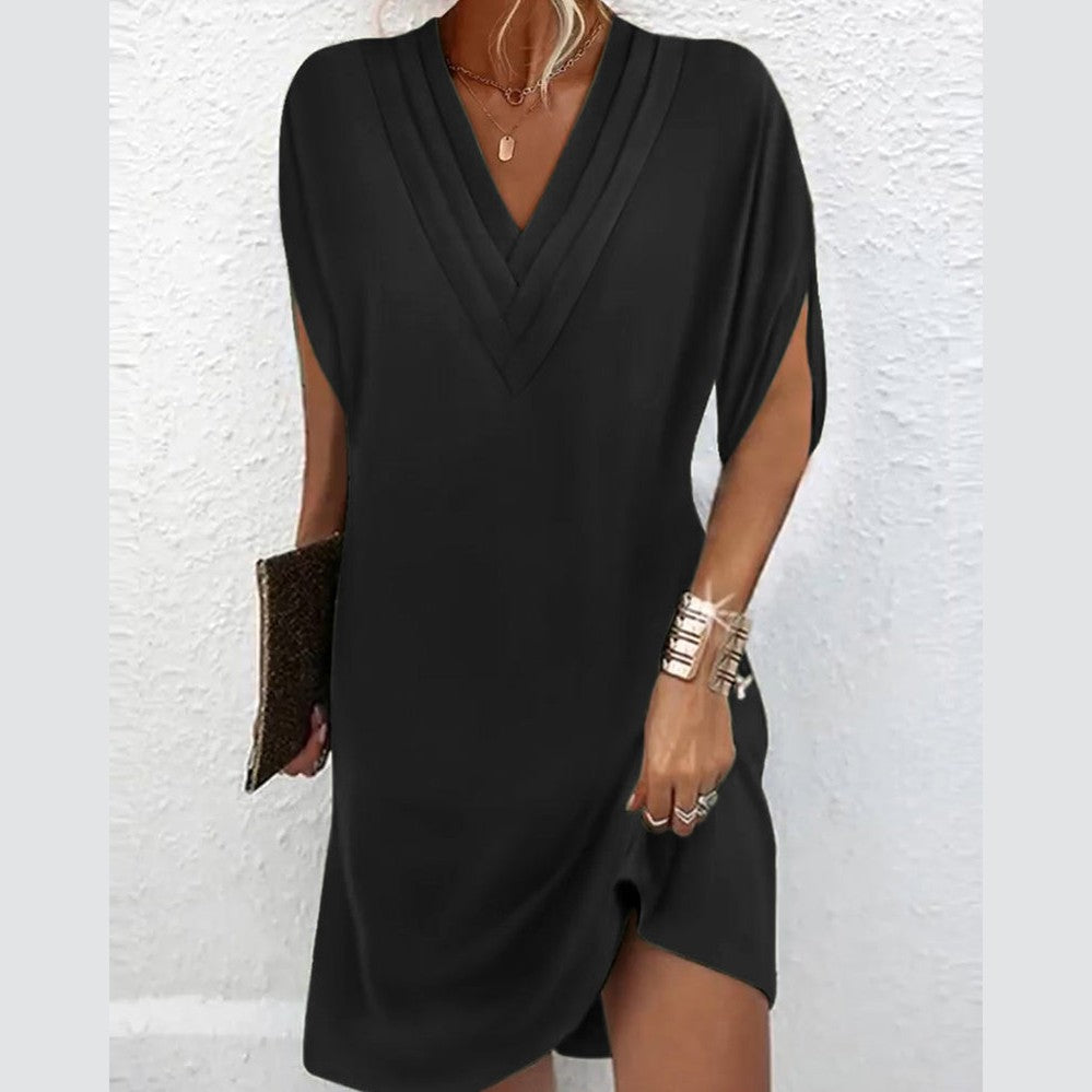 Jansen | Robe Élégante avec Manches Fendues Unies