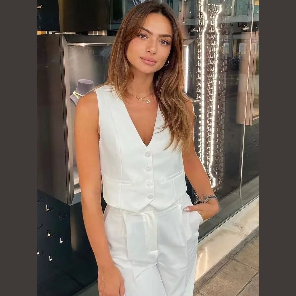 Navya | Top Gilet Court au Style Moderne pour Femme