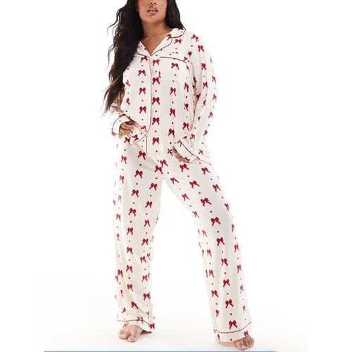 Ensemble Pyjama Femme à Motifs Nœud Rouge