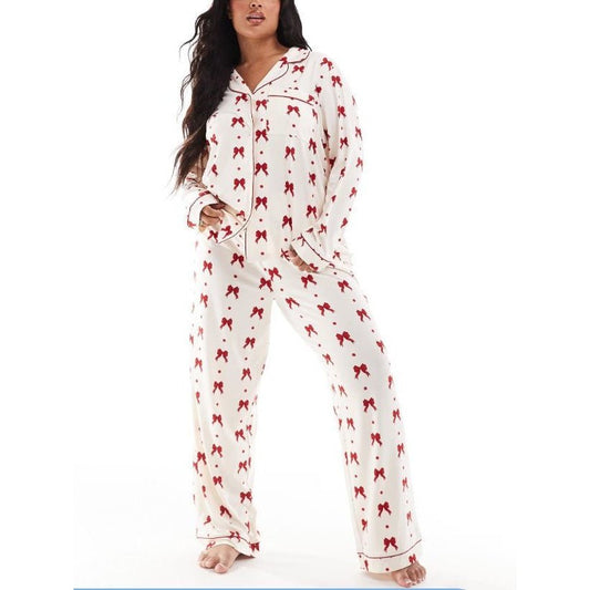 Ensemble Pyjama Femme à Motifs Nœud Rouge