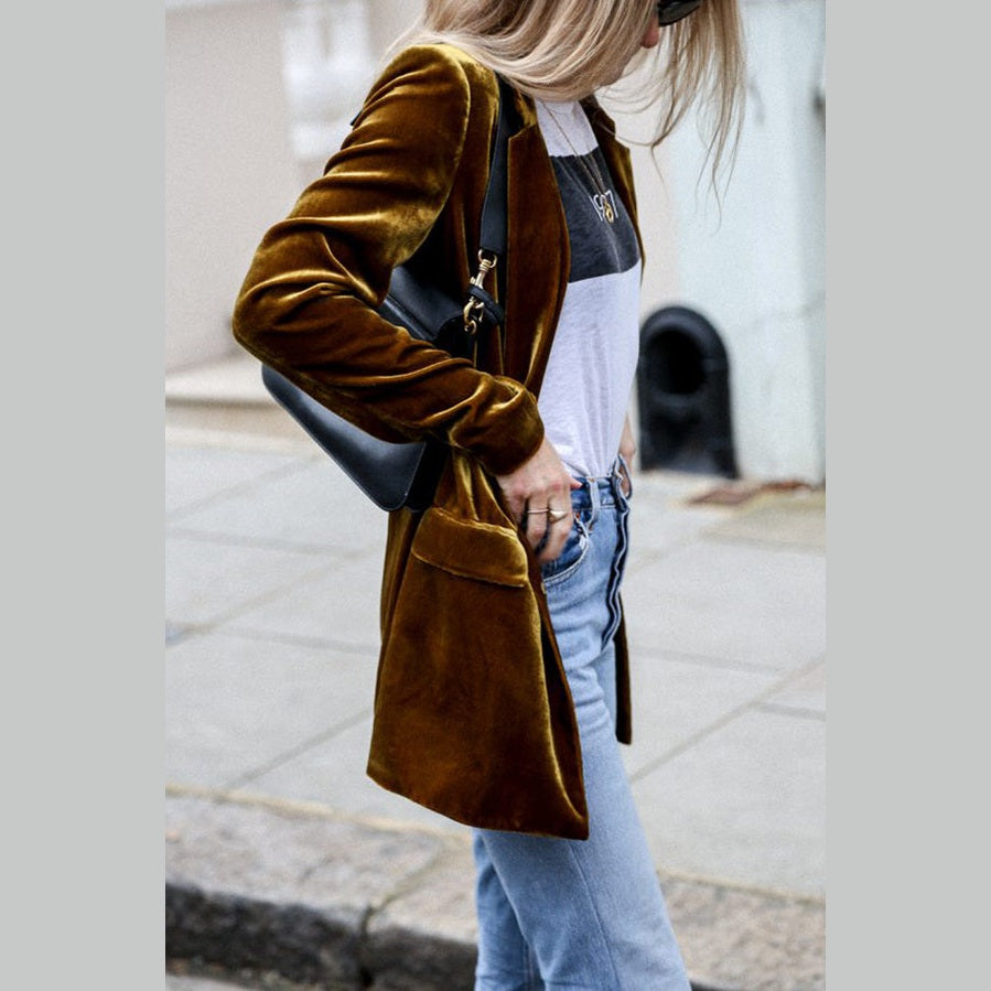 Burgundy | Blazer en velours style rue