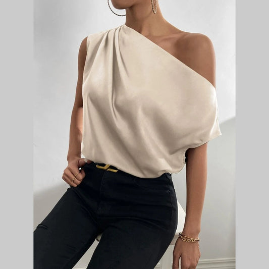 Aubrielle | Haut à Volants Épaules Dénudées et Coupe Fluide pour Femme