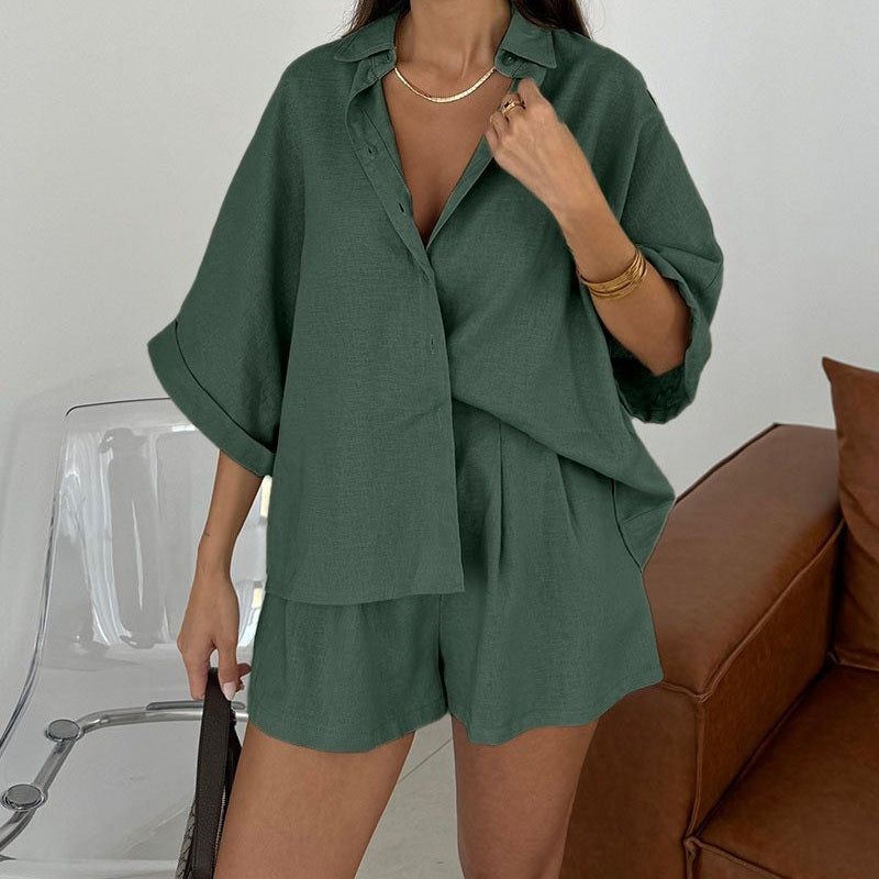 Haya | Ensemble chemise oversize et pantalon taille haute pour femme