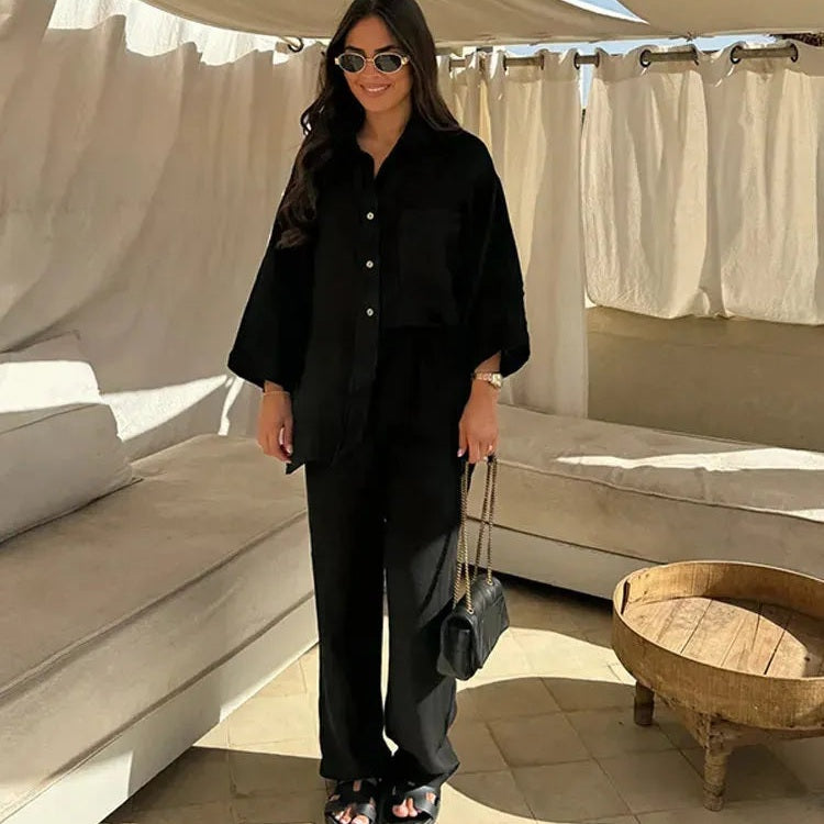 Aavya | Ensemble en lin décontracté avec un design confortable et léger pour femmes