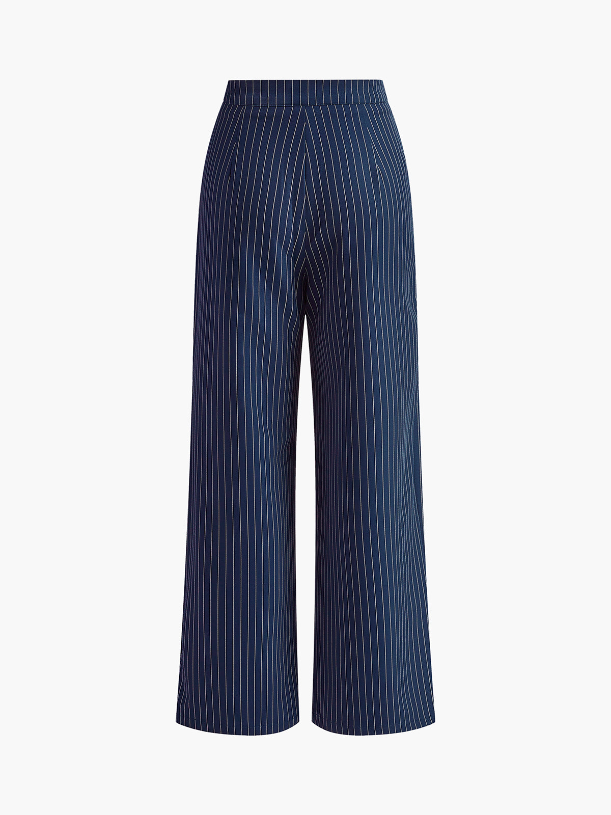 Eiza | Pantalon à Rayures à Jambes Larges Bleu Marine pour Femme