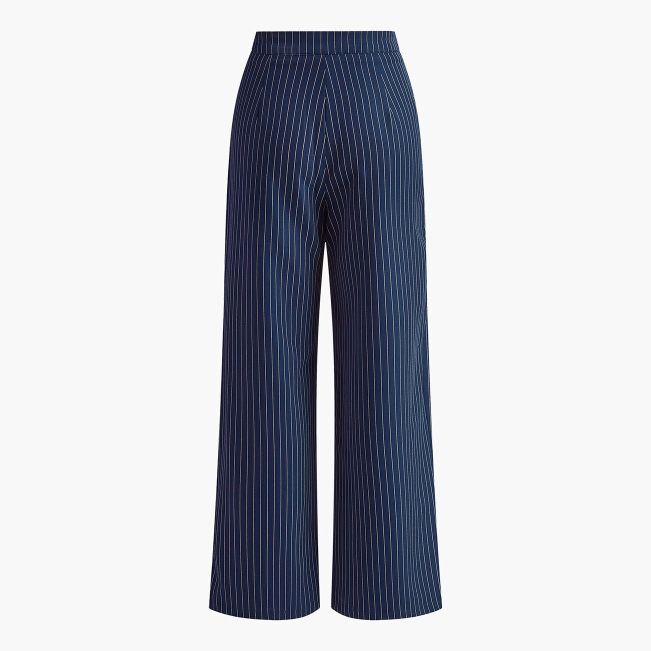 Eiza | Pantalon à Rayures à Jambes Larges Bleu Marine pour Femme