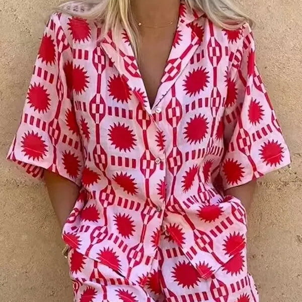 Ellen | Ensemble à imprimé Soleil avec un design vibrant et confortable pour femmes