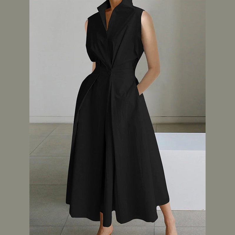 Eleanor | Robe blanche à col chemise en coton urbain