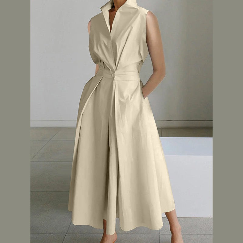 Eleanor | Robe blanche à col chemise en coton urbain