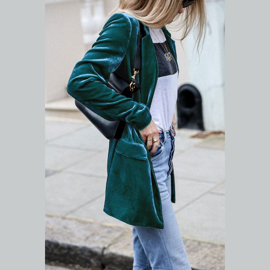 Burgundy | Blazer en velours style rue