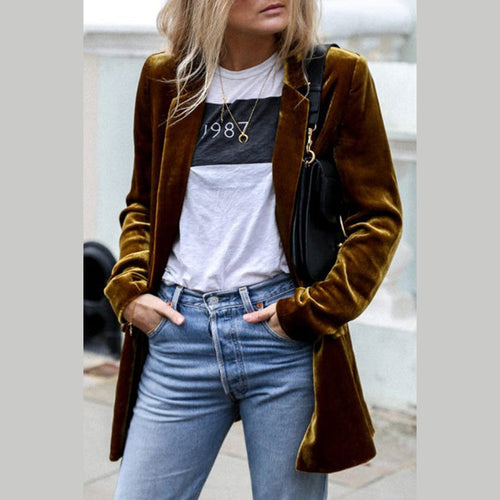 Burgundy | Blazer en velours style rue