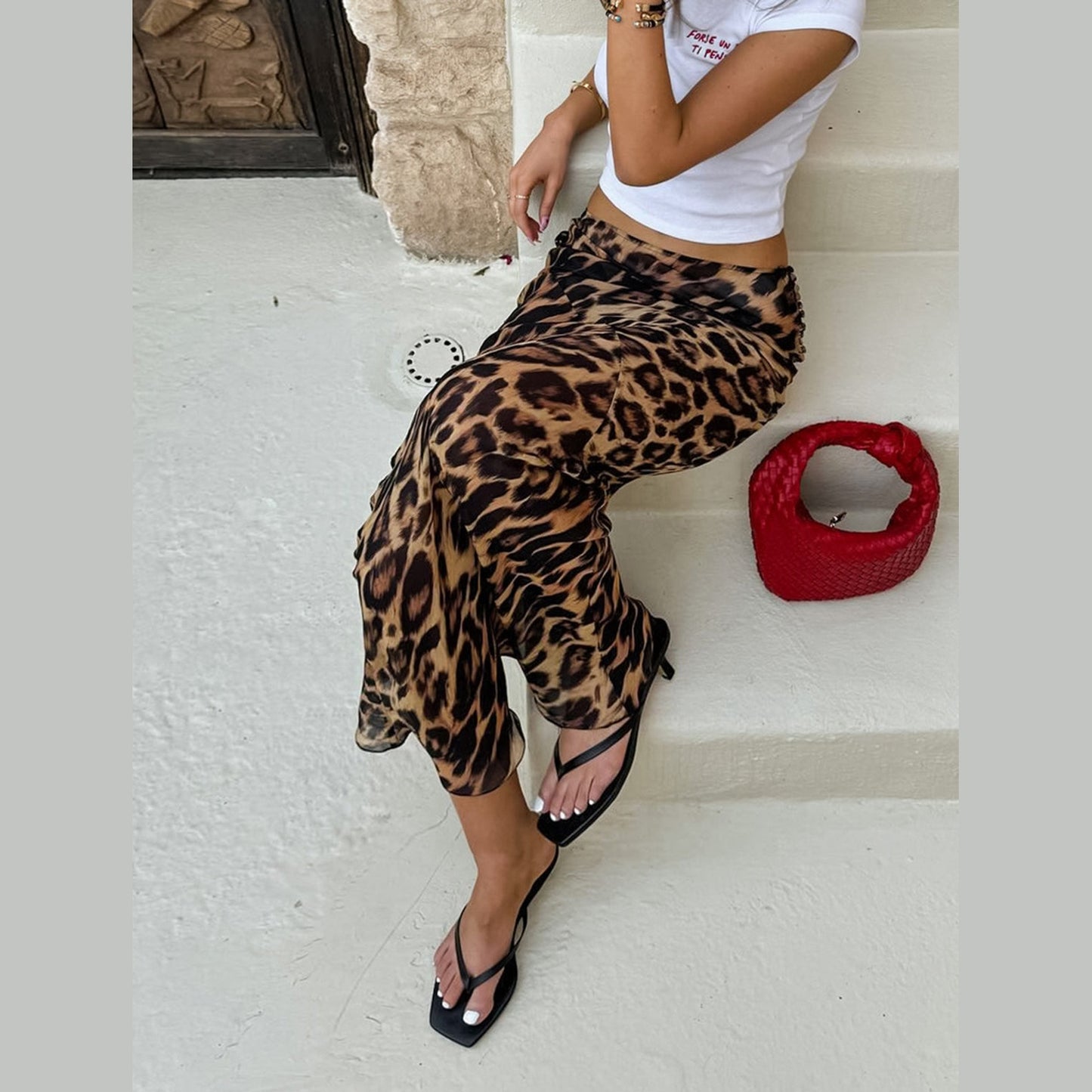 Noreen | Jupe Longue Ajustée à Imprimé Léopard pour Femme