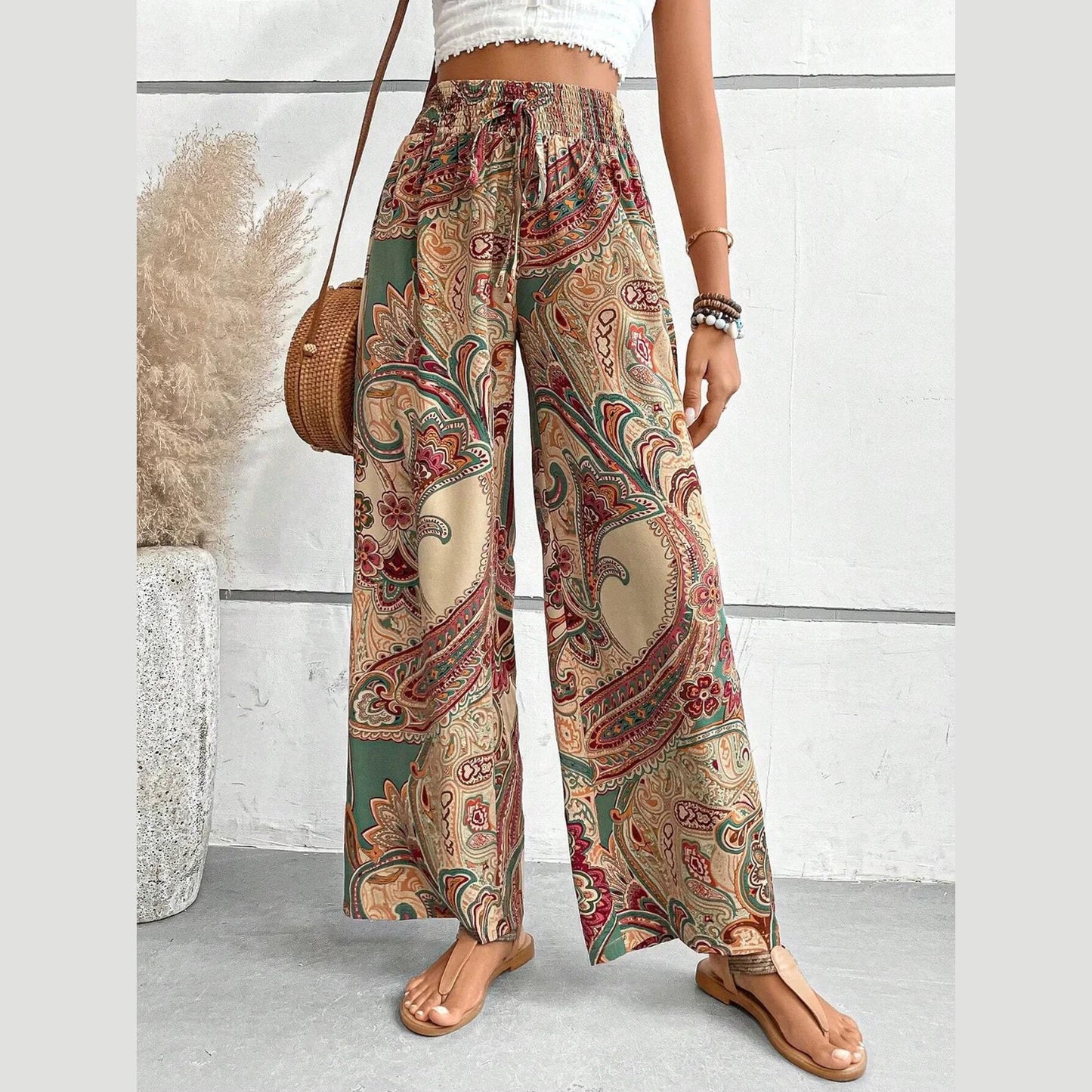 Layah | Pantalon taille haute à imprimé artistique pour femme