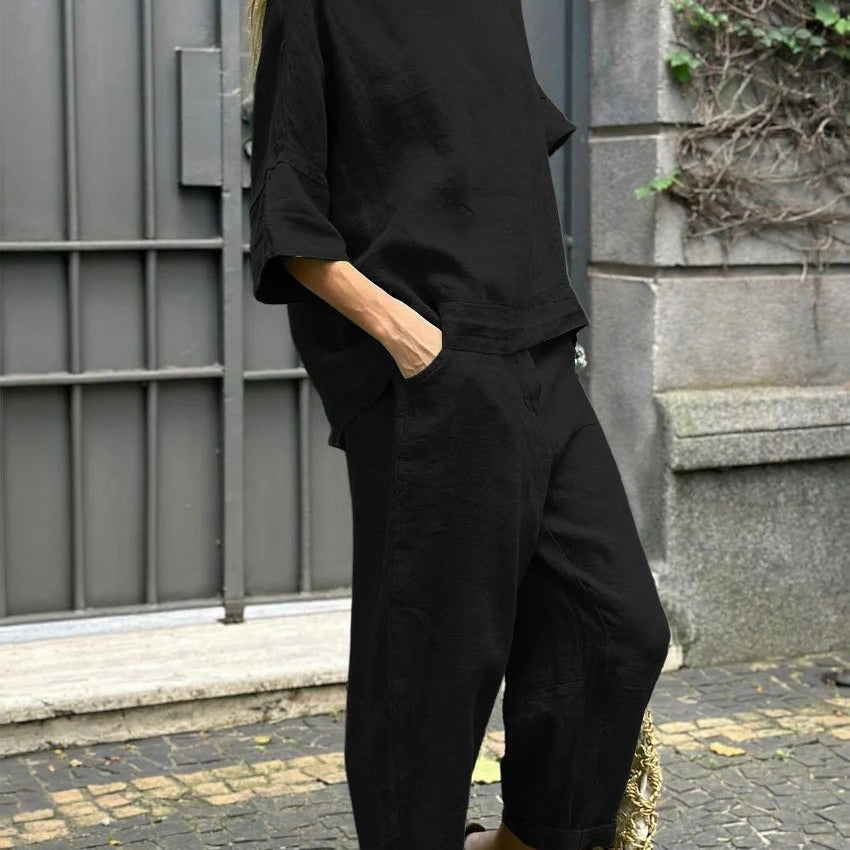 Ivory | Ensemble en lin décontracté avec coupe ample pour femmes