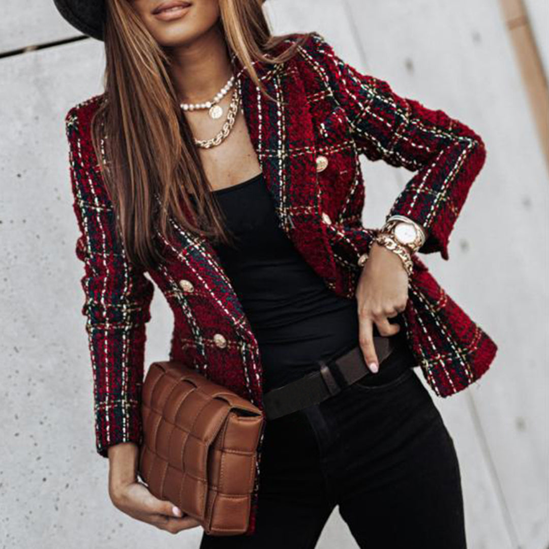 Wilhelmina | Blazer à carreaux vintage chic et structuré pour femmes