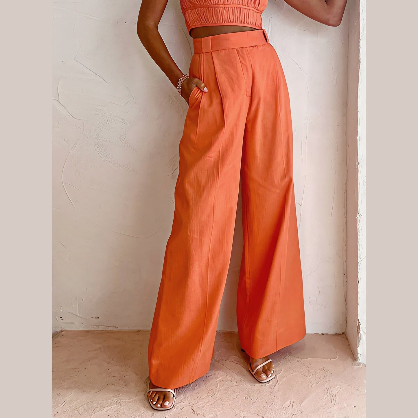 Alynna | Pantalon Taille Haute Élégant et Fluide pour Femme