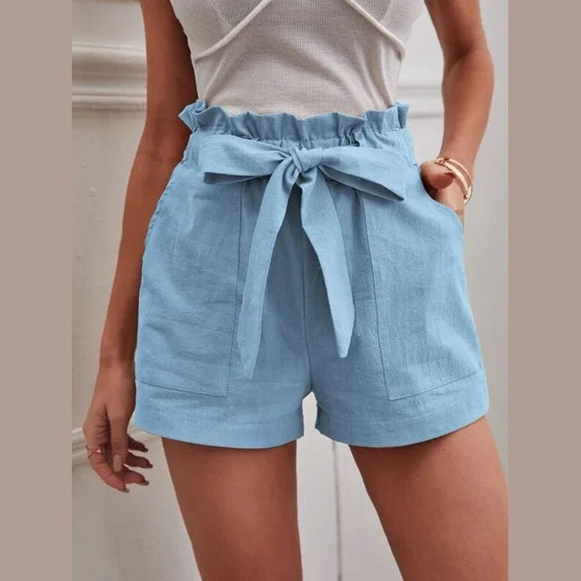 Lian | Short taille haute avec ceinture à nouer pour femme