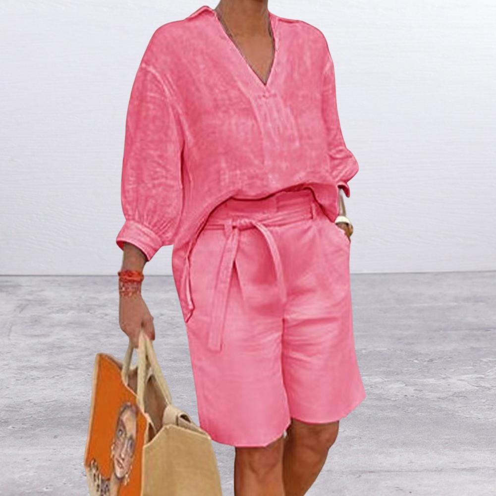 Maira | Ensemble décontracté avec top en V et short pour femmes