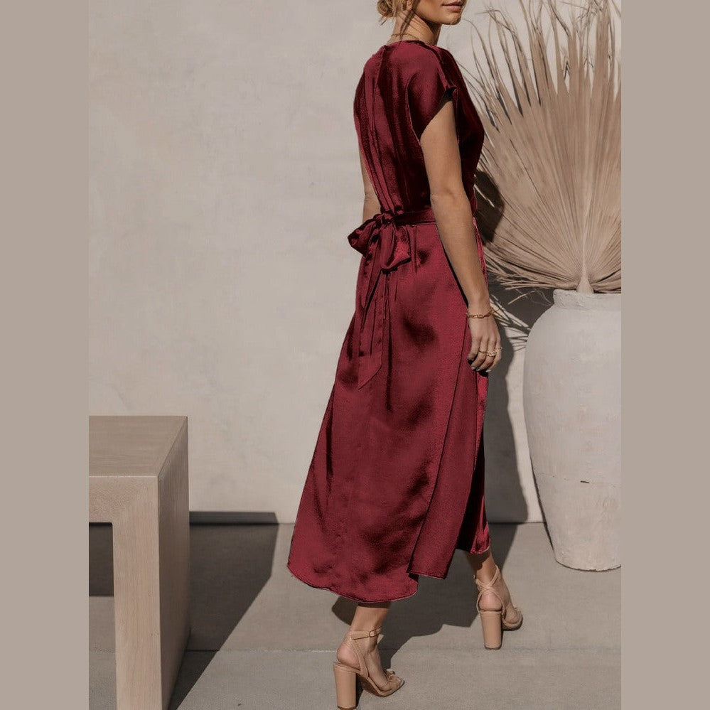 Claire | Robe midi élégante en soie pour femme