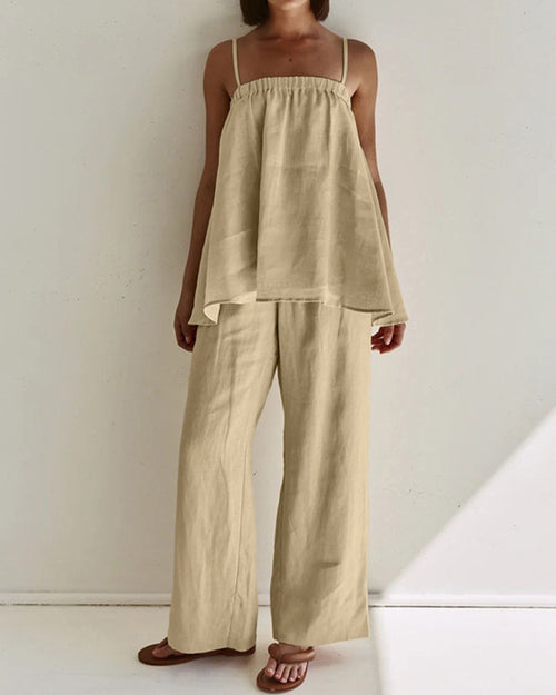 Zeina | Ensemble d'été décontracté beige pour femmes