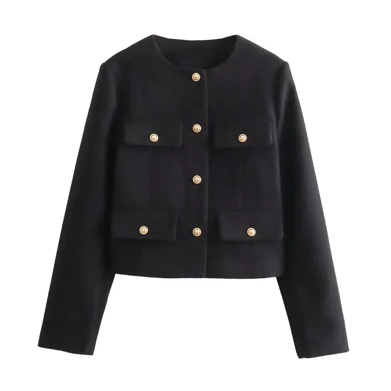 Blazer court en laine FEMININO Essentielle XS Noir