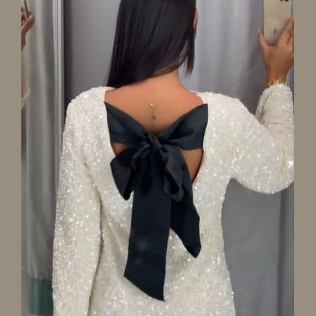 Marcelle | Robe à paillettes avec nœud et fermeture à nœud pour femmes