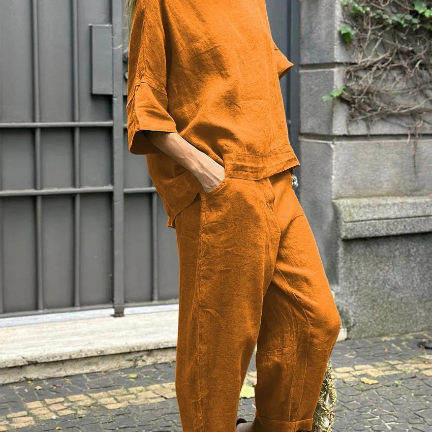 Ivory | Ensemble en lin décontracté avec coupe ample pour femmes