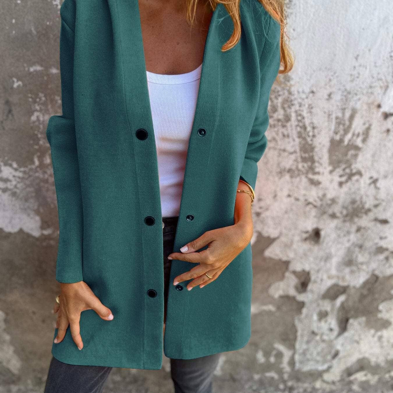 Carola - Cardigan à capuche élégant Essentielle Vert S