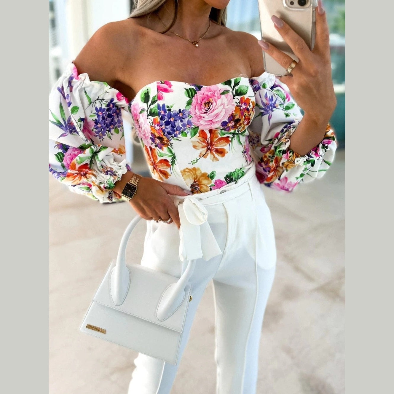 Korra | Haut à épaules dégagées avec manches bouffantes pour femmes