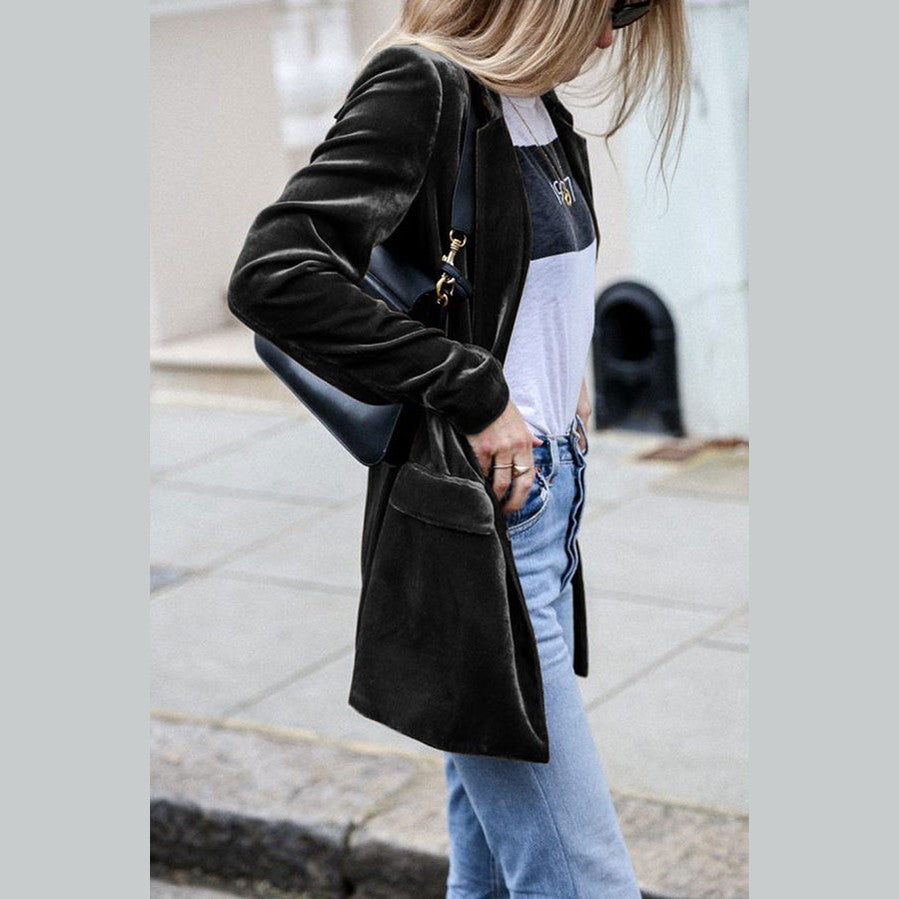 Burgundy | Blazer en velours style rue